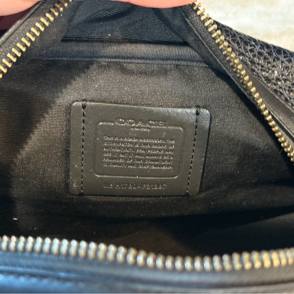 Authentic COACH Toiletry Travel Bag- black leather with varsity stripe - Picture 8 of 9